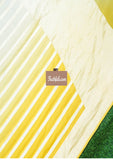 Khaddi banarasi saree in yellow color with water zari work