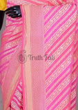 Fuscia Pink Pure Banarasi Handloom Khaddi Georgette Saree Water Zari