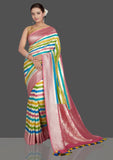 Multi-color khaddi banarasi handloom saree water zari work