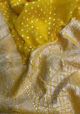 Yellow georgette handloom banarasi saree water zari work