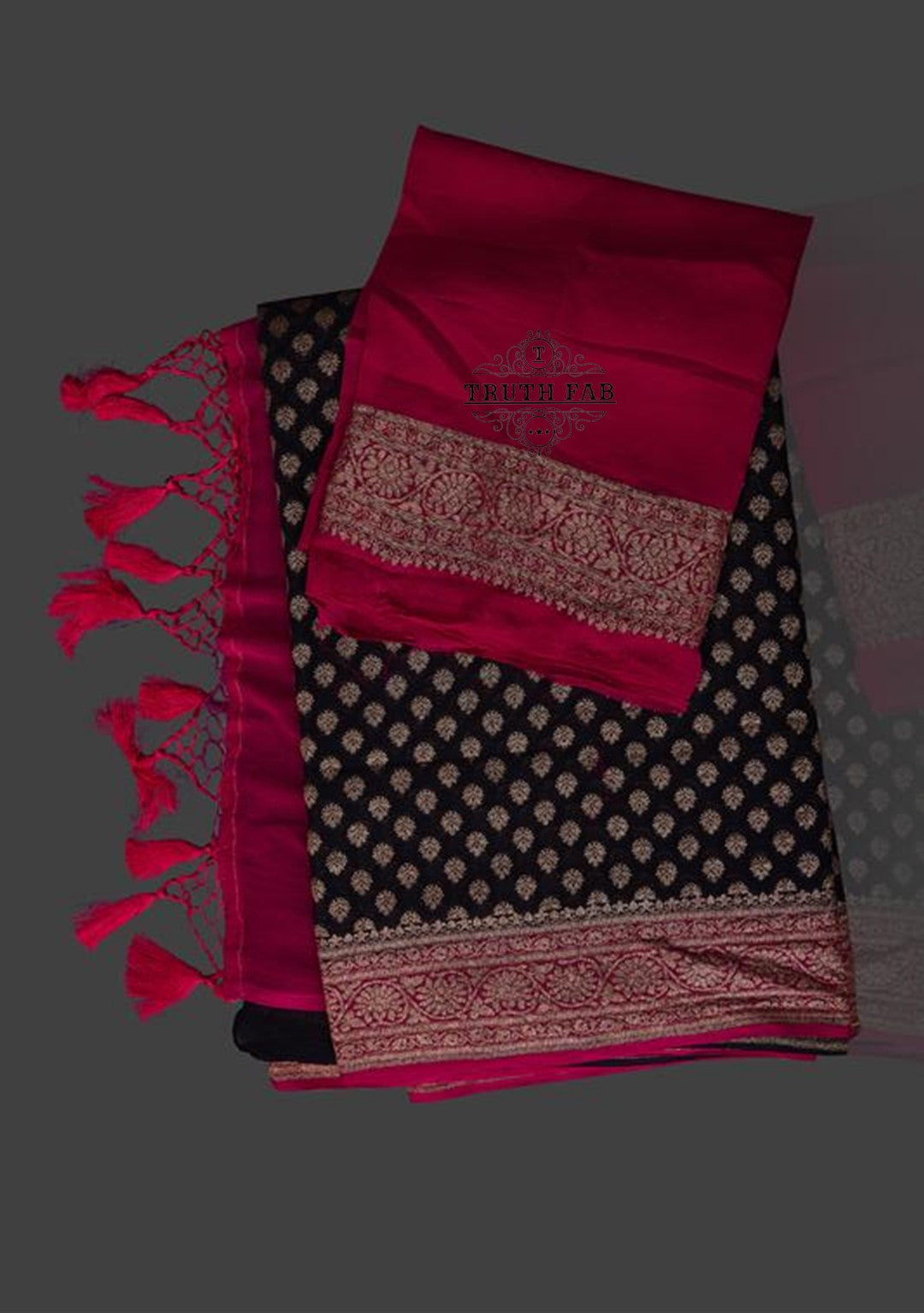 Black khaddi banarasi handloom antique zari work saree 