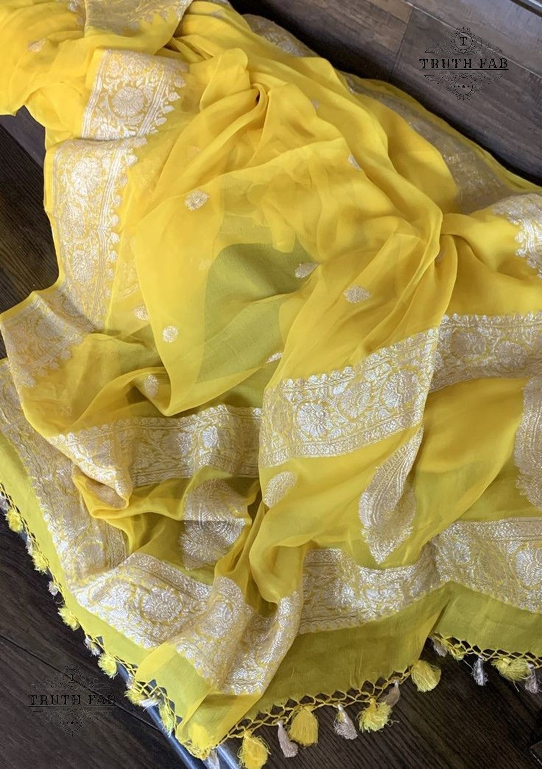 Buy Lemon Yellow Chiffon Saree for Women Online from India's Luxury  Designers 2023