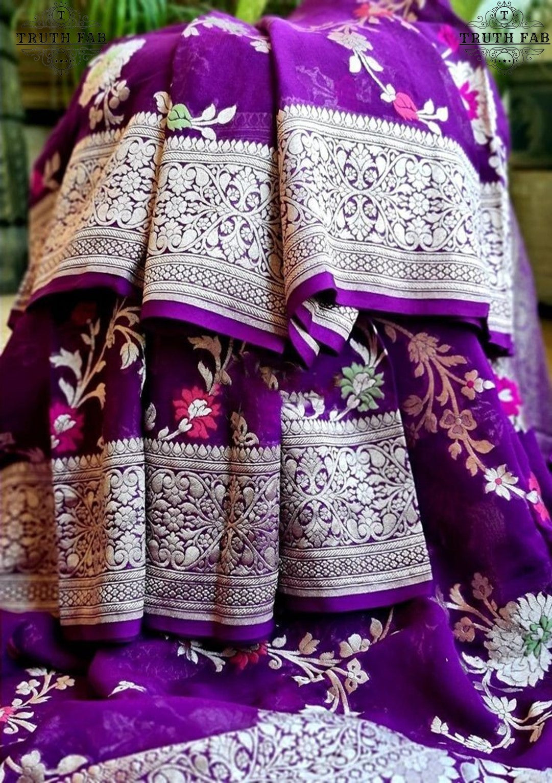 Banarasi Silk Purple Jacquard Saree With Blouse