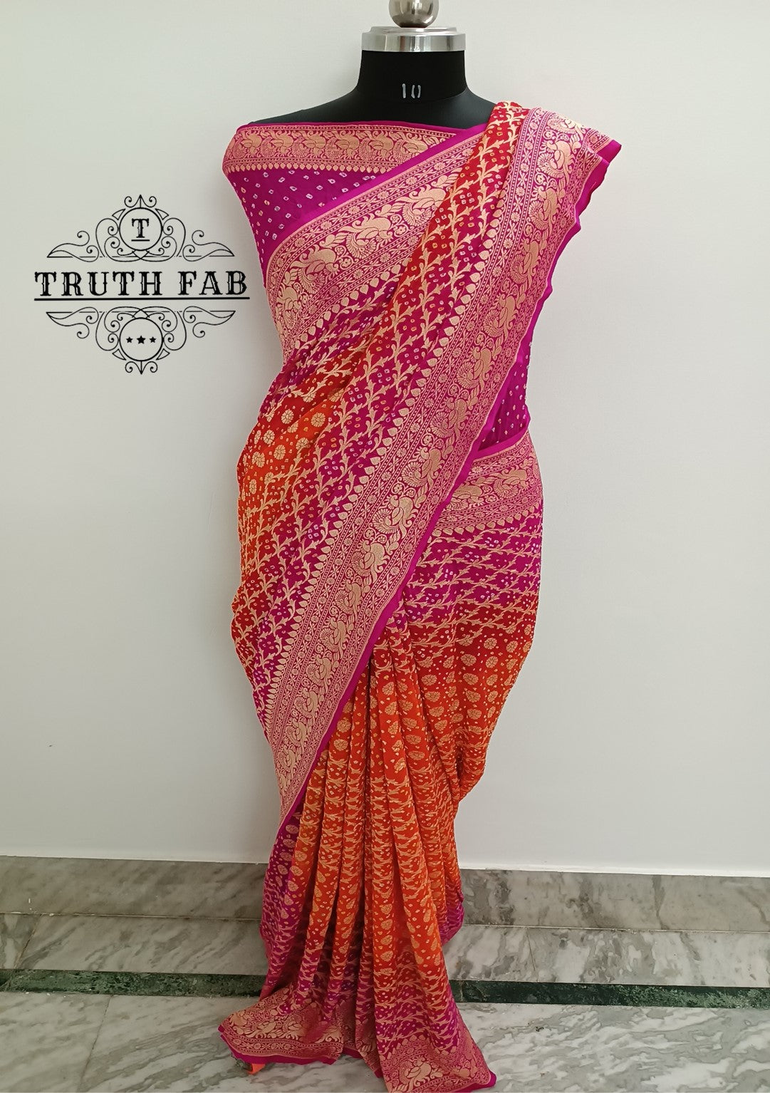Pure Handloom Georgette Banarasi Bandhej Saree