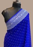 Royal blue handloom banarasi khaddi water zari work saree
