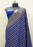 Royal Blue Pure Banarasi Handloom Khaddi Georgette Saree Antique Zari
