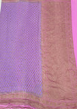 Lilac Pure Banarasi Handloom Khaddi Georgette Saree Antique Zari