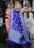 Blue Pure Banarasi Handloom Khaddi Georgette  Meenakari Design Dupatta