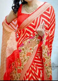 Chiffon handloom meenakari saree with neem zari design