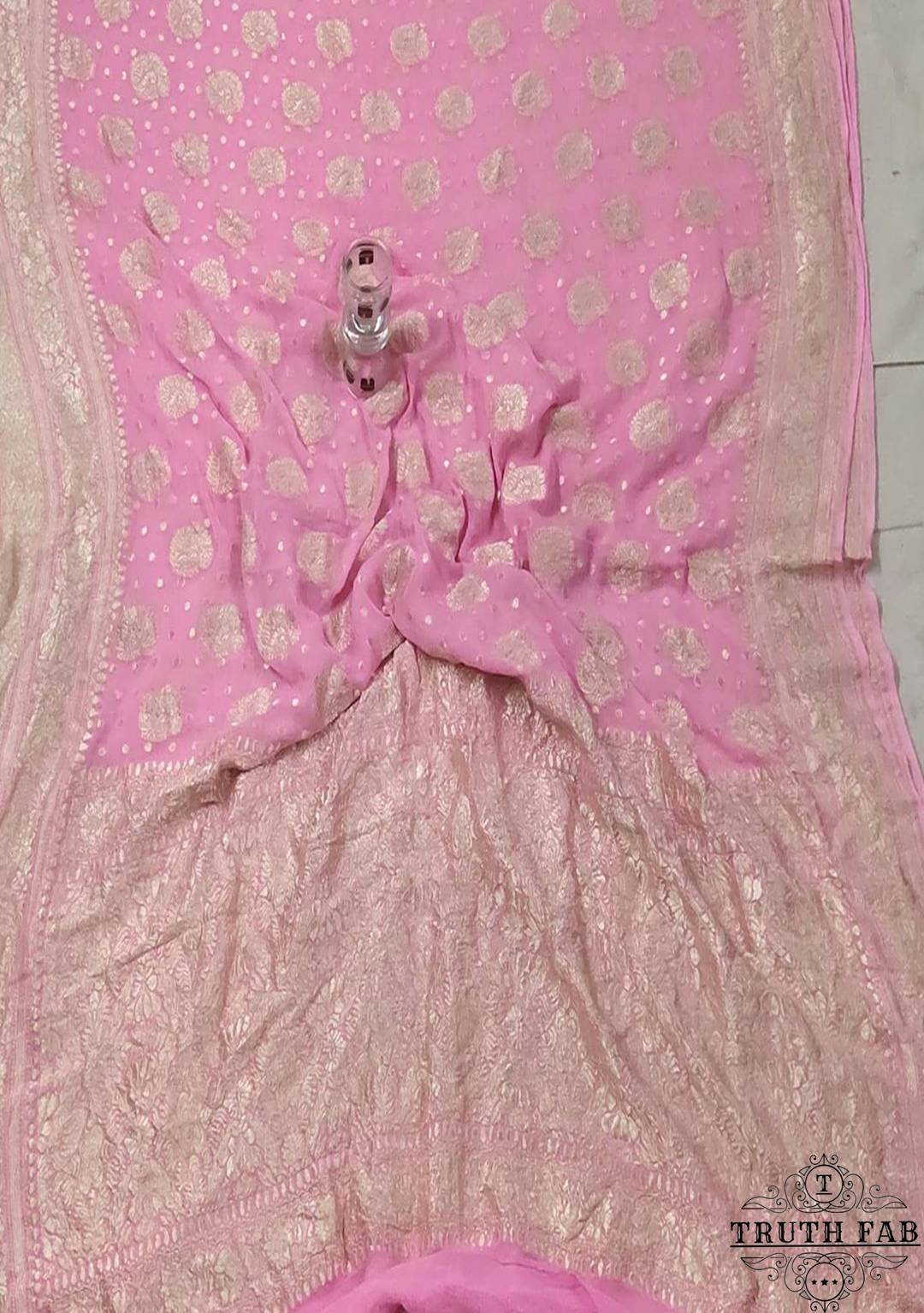 Water zari work khaddi handloom saree in baby pink color