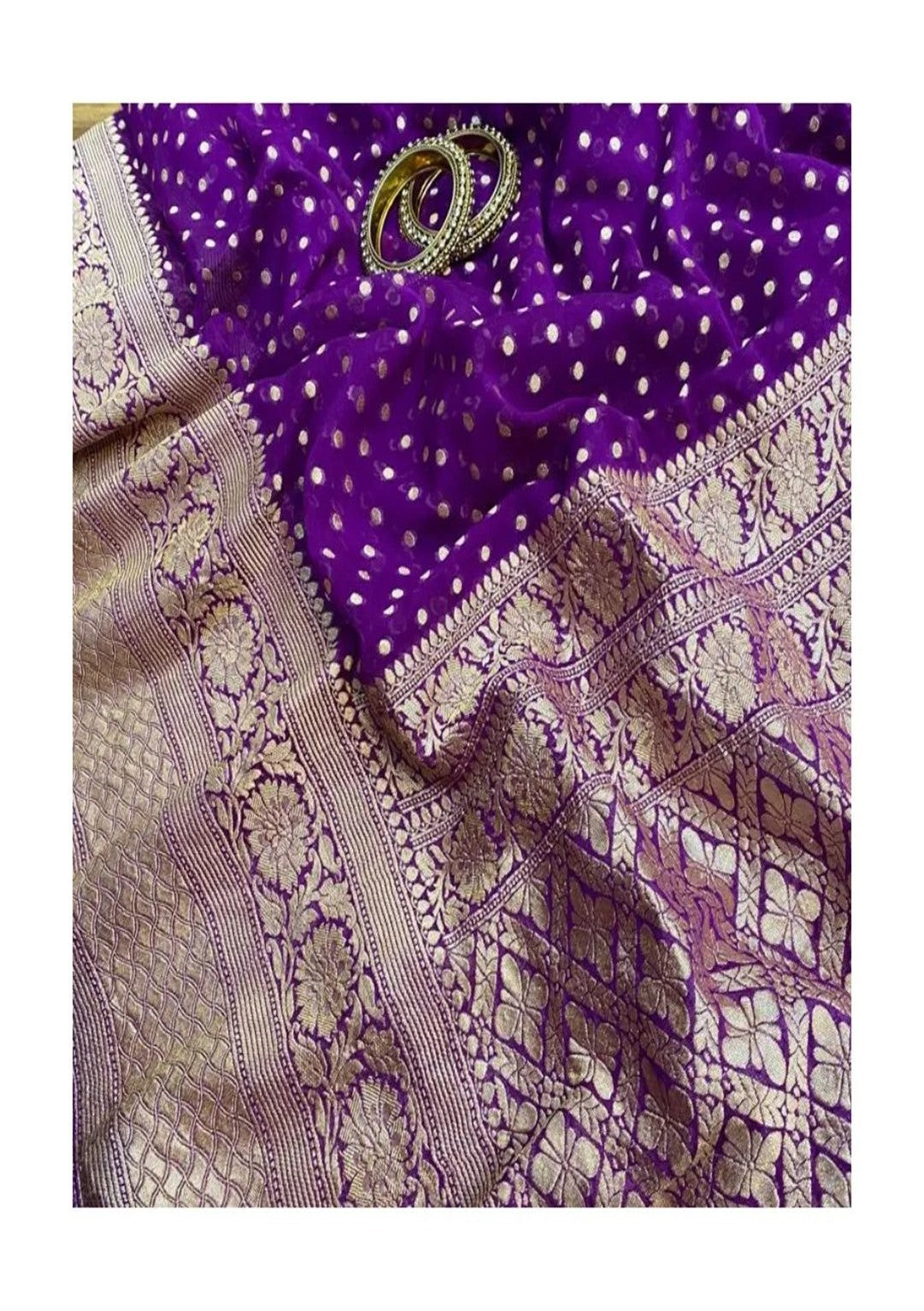 Water zari work georgette handloom banarasi saree in yahoo purple color
